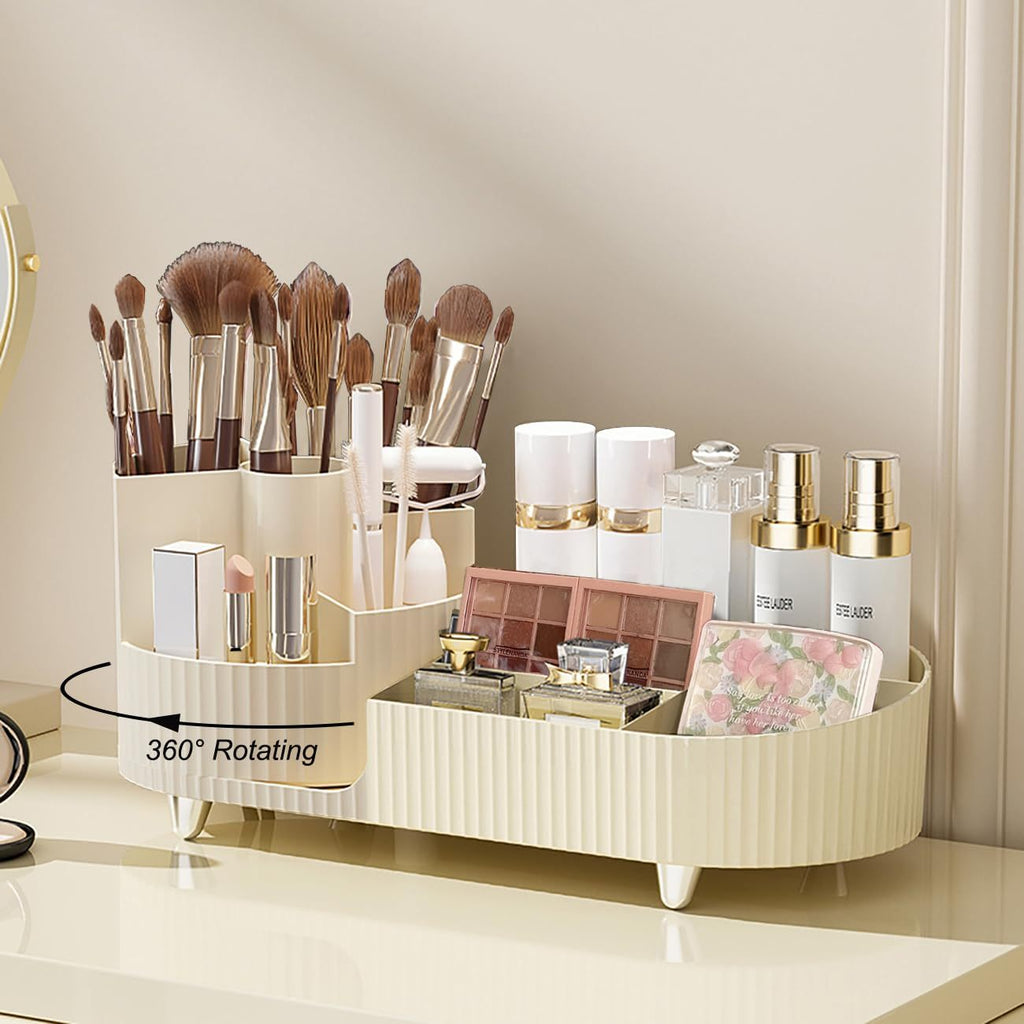 Rotating Makeup Organizer with Brush Holder